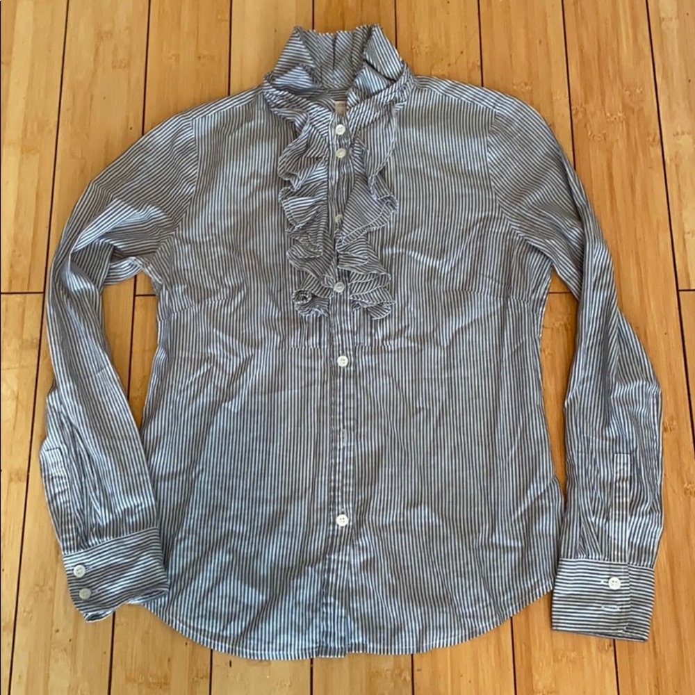 Ruffle front collared shirt - Picture 1 of 3